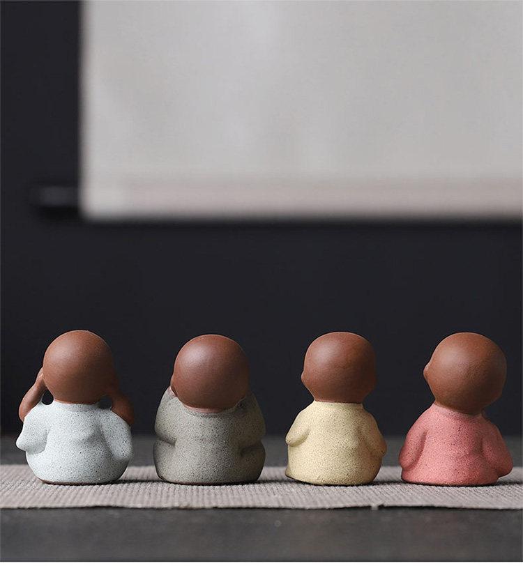 Y Ceramic Mini Monk Figurines  Bonsai Fairy Garden Ornament Landscape Decoration Buddha Statue Home Decor Zen Meaning Tea Pet
