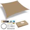 Waterproof Sun Shelter Garden Sun Shade Sail Patio Sunscreen Canopy Anti-UV Square Awning Camping Hiking Tarp with Hardware Kit