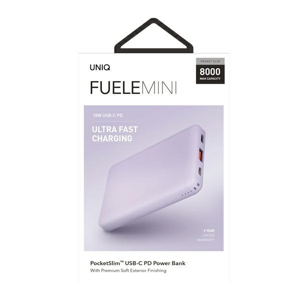UNIQ Powerbank Fuele Mini 8000mAhUSB-C 18W PD Fast Charge Lavender