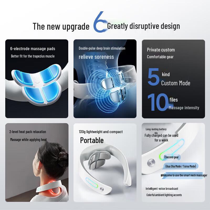 Bear Portable Neck Massager with Heat and Pulse CN plug (adapter included)