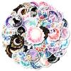50 Non-repeat Dreamy Moon Theme Waterproof Decorative Stickers Various Creative Illustrations of Moon