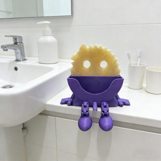 Funny Sponge Holder with Drainage Creative Sink Organizer for Kitchen 3D Printed Smile Sponge Rack Kitchen Sink Accessory