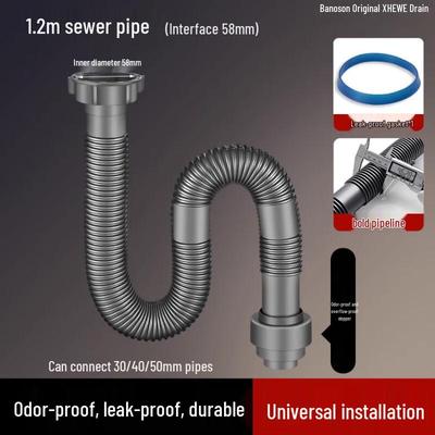 Anti-Odor Drain Pipe with 58mm Threaded Interface