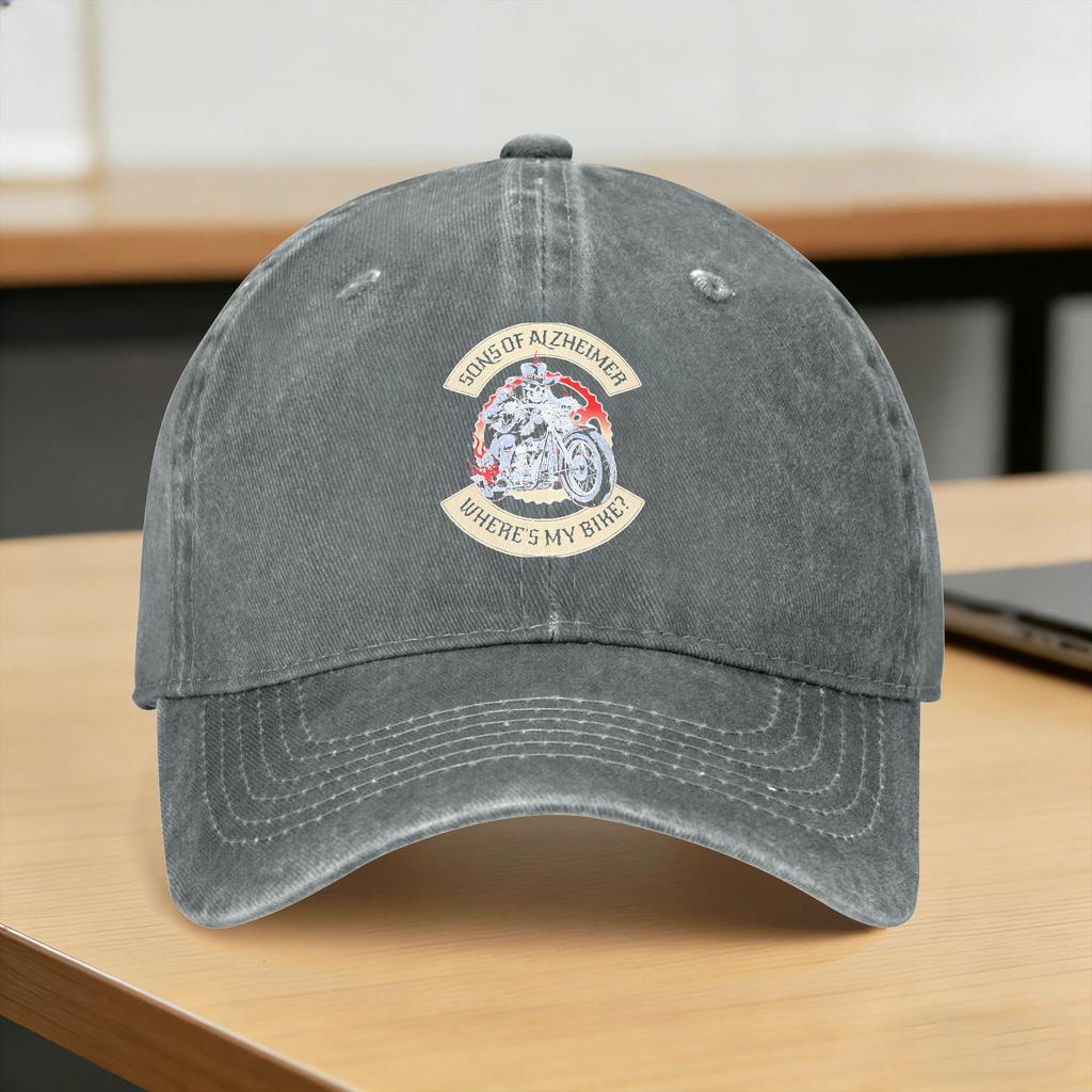 Washed Baseball Cap Sons Of Alzheimer Where‘S My Bike Old Biker Summer Trucker Hat For Unisex-Teens Sun Baseball Caps