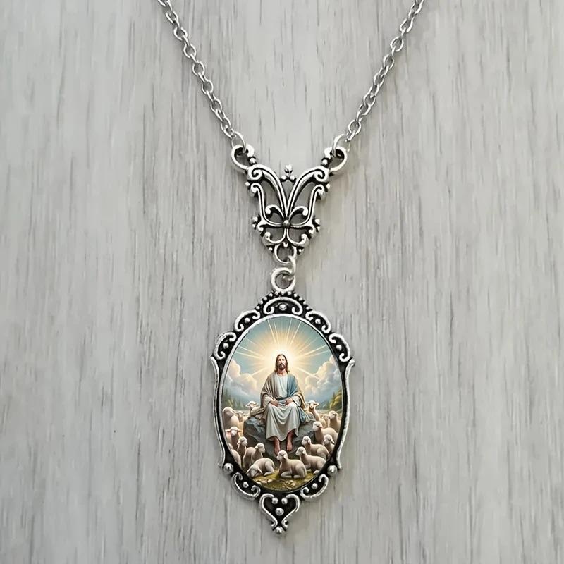Pendant Elegant Aurora View Oval - Vintage Necklace
