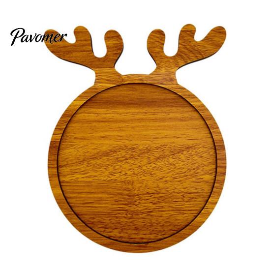 Solid Wood Appetizer Platter Christmas Tree And Elk Serving Tray, Durable Partitioned Wooden for Guests Food Platter, Decorative Dinnerware