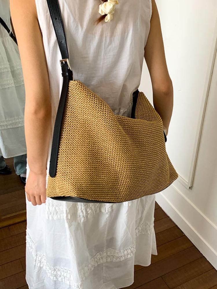 Neue Retro Webtasche Strohtasche Große Kapazität Schultertasche Urlaub Strandtasche Damen Perfekt für den täglichen Gebrauch, Reisen & Strandausflüge