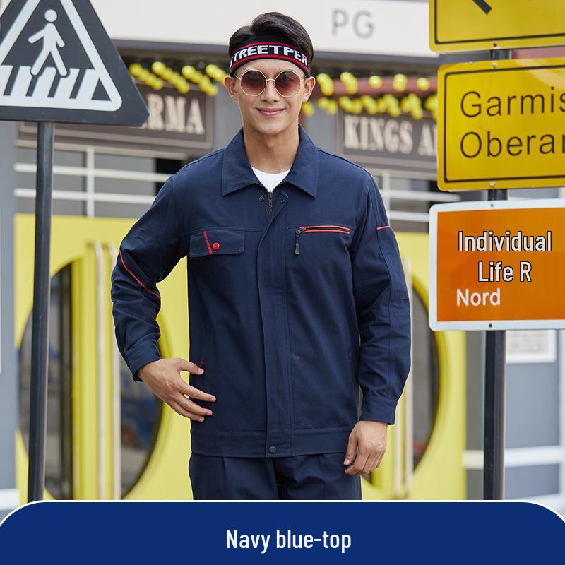 Men's Durable Cotton Workwear Set - Autumn/Winter Protective Welding & Auto Repair Uniform with Print Embroidery