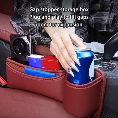 Sac Porte-gobelet Pour Voiture Multifonctionnel Poche de Rangement Automobile Cuir Synthétique Organisateur de Console Remplisseur d'Espace de Console Voiture