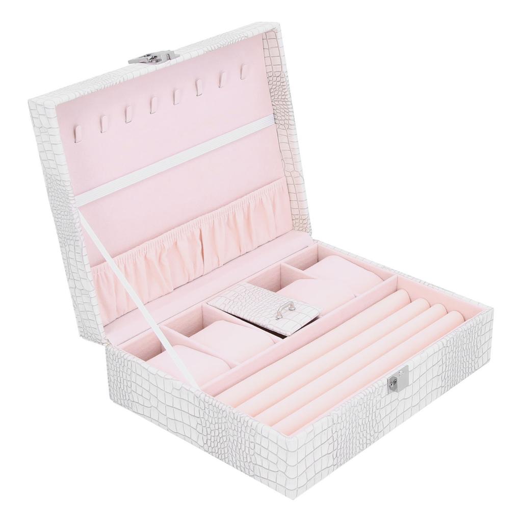 Białe pudełko z wielowarstwową biżuterią ze sztucznej skóry Przenośne pudełko do pakowania do zbierania