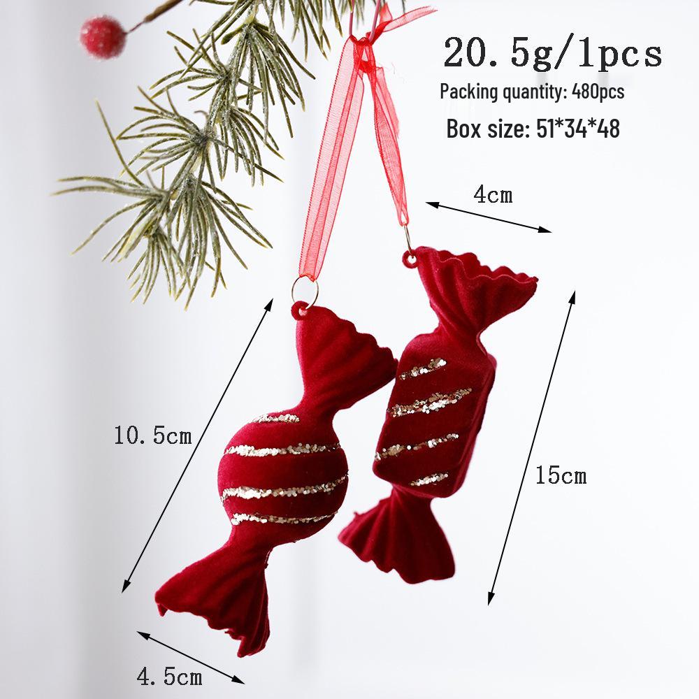 Popular Nordic Red Flocking Christmas Bell Ornaments for Tree and Shop Window Decoration