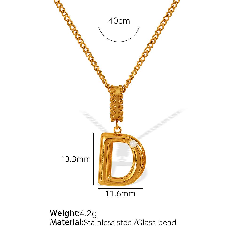 18k Gold-Plated Titanium Steel Bubble Letters Necklace for Women