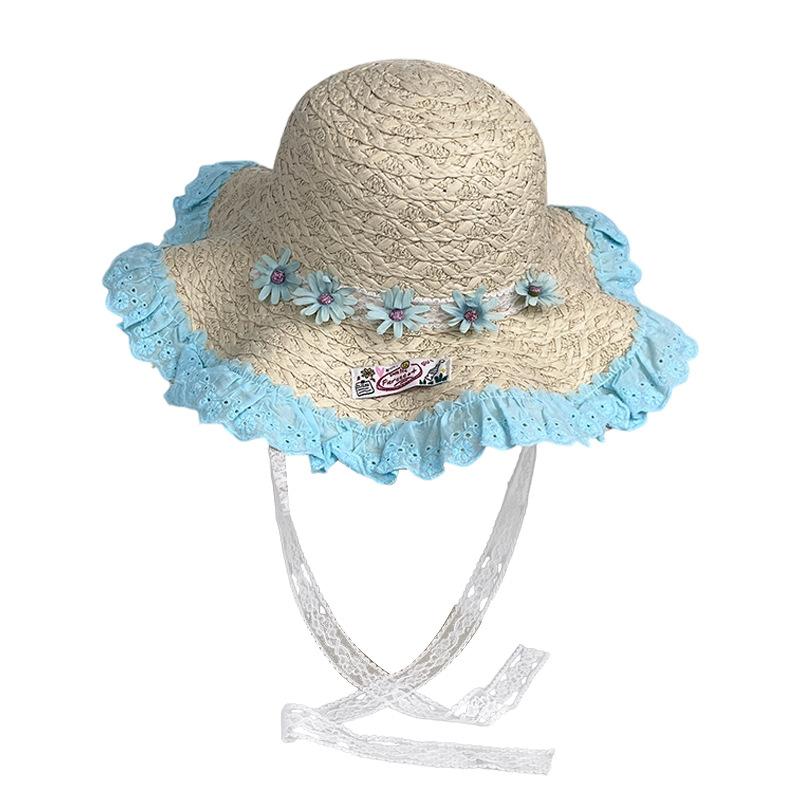 New lace lace daisy straw hat women's big eaves sun hat seaside vacation beach face small sun hat