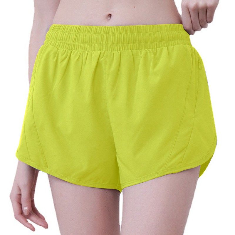 

Summer Export New Sports Shorts Women s Fashion Tape Fake Two-Piece Yoga Pants Loose Quick-Drying Running Fitness Pants Lemon yellow S