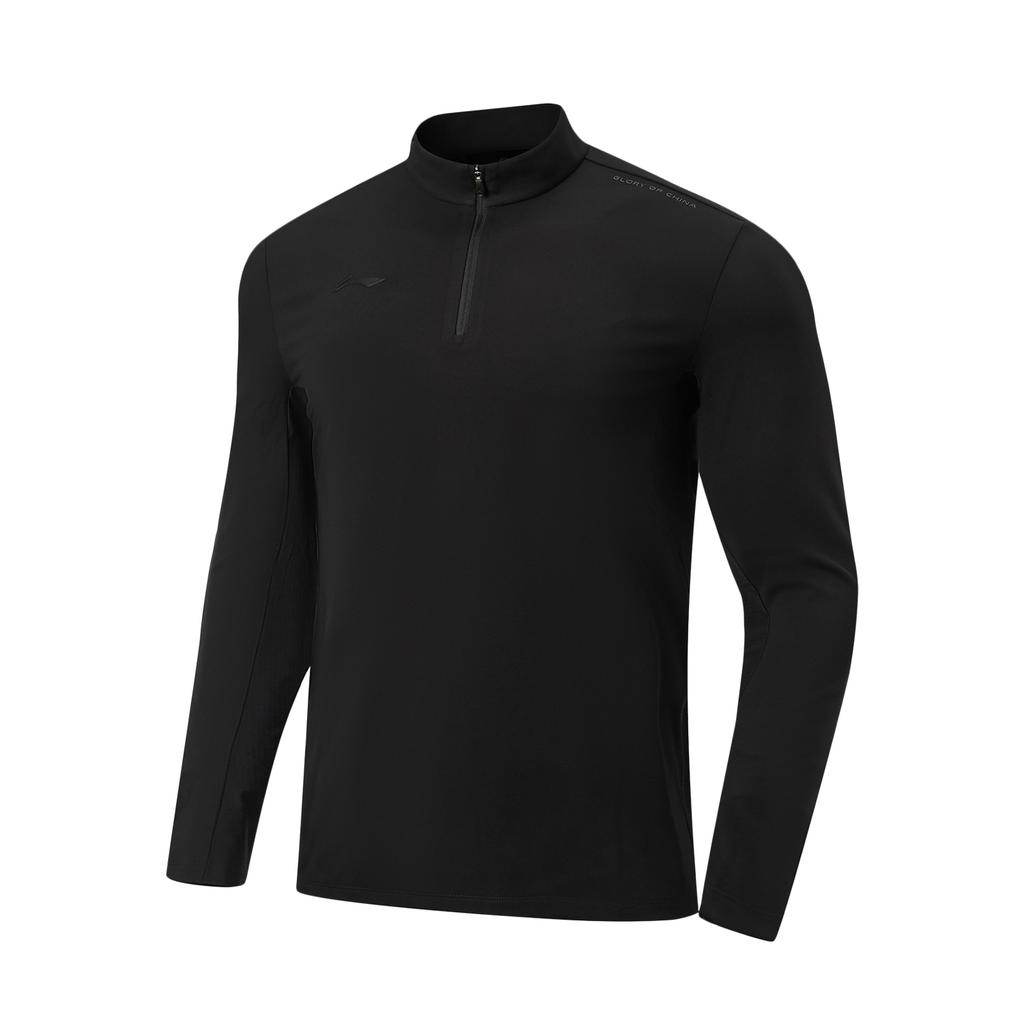 Li-Ning Honor Gold Standard Series Stand Collar Pullover Casual Versatile Soft Comfortable Long Sleeve T-Shirt Men Tops ATLW273-1