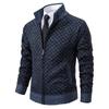 Autumn and Winter Men's Fashion Plaid Jacket Jacket Men's Trend Stand-up Collar Slim-fitting Long-sleeved Casual Knitted Sweater