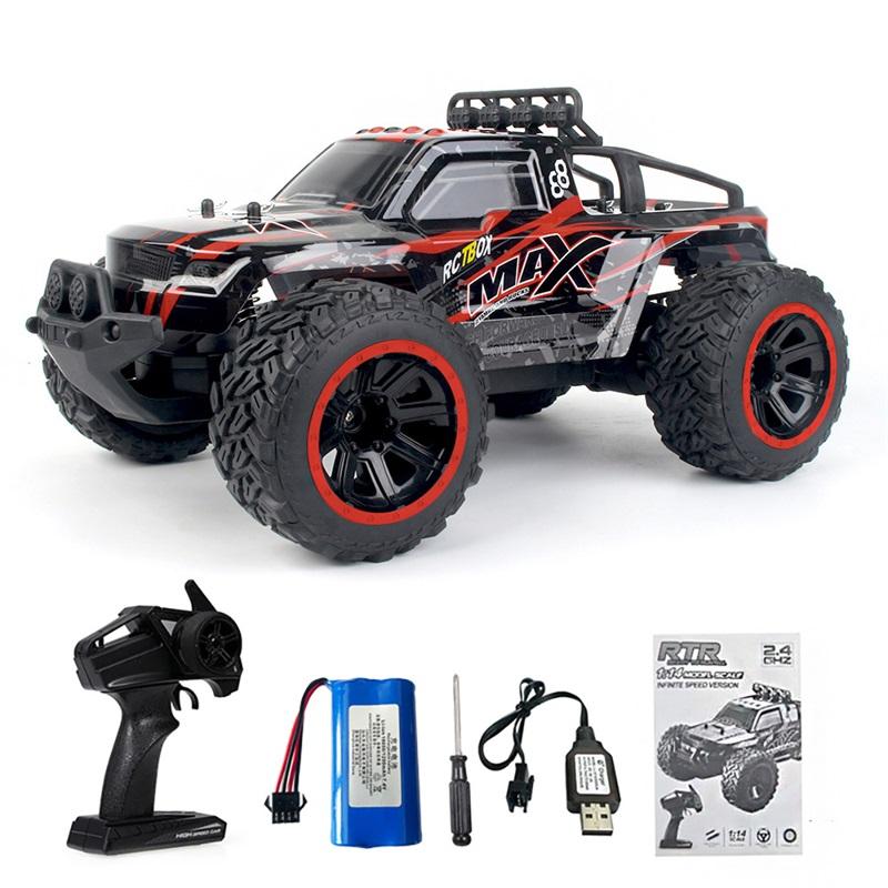 1:14 Scale 2.4G RC Bigfoot Truck, 20km/h High Speed Off-Road Crawler with PVC Anti-Crash Shell for Kids