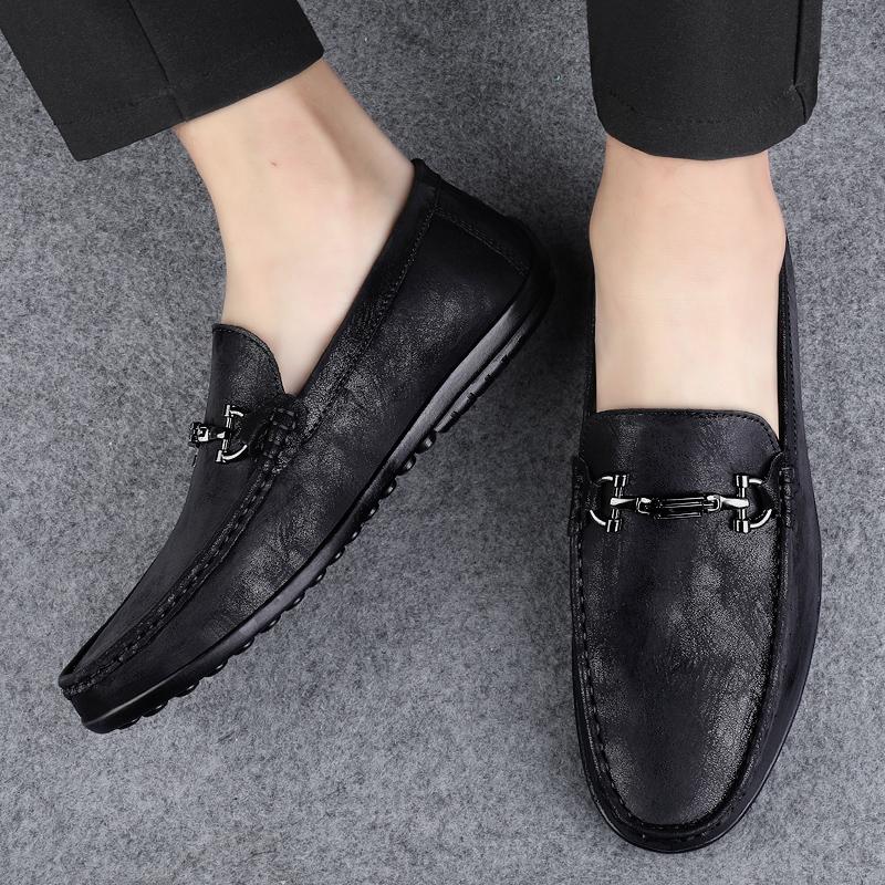2024 Genuine Leather Men Casual Shoes Luxury Elegantes Mens Loafers Moccasins Breathable Slip on Driving Shoes Plus Size 37-46