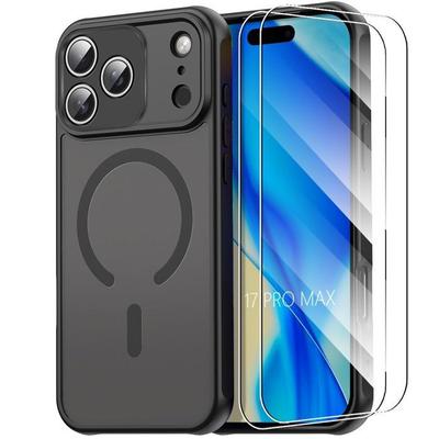 Protective Case - BOOLING - for iPhone 17 Pro Max - Shockproof - With Magnetic Circle - 2 Tempered Glasses