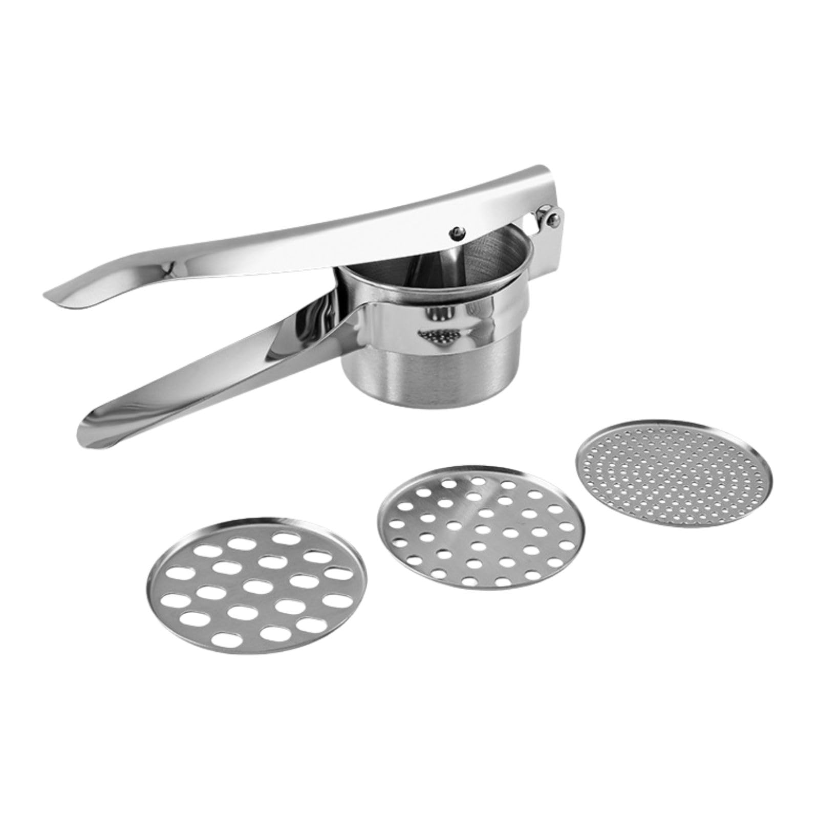 Itisyou Stainless Steel Potato Masher with 3 Mashing Plates - Sturdy Stainless Steel Vegetable Masher - Multifunctional Kitchen Food Preparation Tool