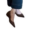 Soft leather version~ literary and artistic versatile inner height increase one pedal commuter shoes versatile retro outer wear pointed temperament
