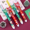 1 Piece Cute Ballpoint Pen Press Cartoon Reindeer Grandfather Multicolor 10 In 1 Colors Stationery School Office Supplies