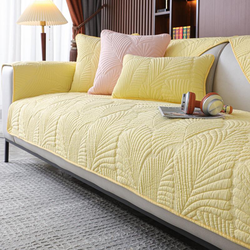 Nordic Simple Solid Color Sofa Cushion Four Seasons Pure Cotton Fabric Non-Slip Cushion Winter General Modern Sofa Cover Slipcover