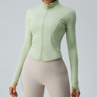 Podzimní nová jógová bunda na zip pro ženy, Slim fit a zeštíhlující top s dlouhým rukávem, Rychleschnoucí sportovní bunda