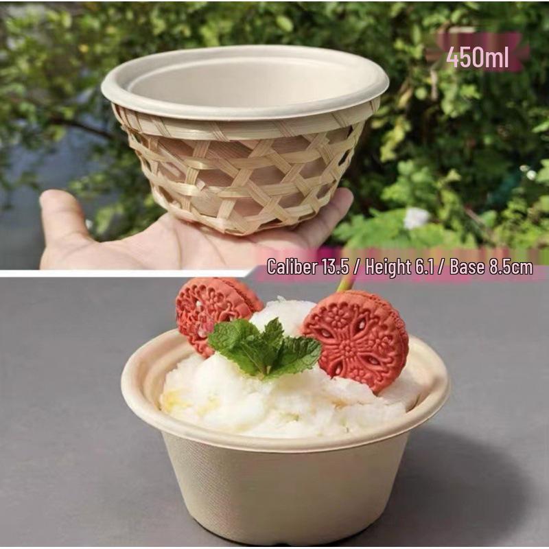 Bamboo Woven Drink Set: Milk Tea Cups, Ice Cream Cups & Basket