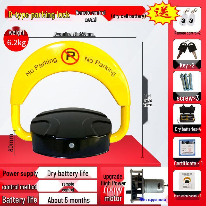 Smart Waterproof Remote Control Parking Lock with Anti-Collision Sensor and Thickened Lithium Battery