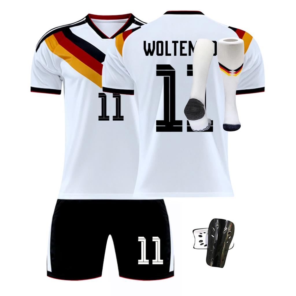 Men's Soccer Jersey Set Includes Short Sleeve Shirt Shorts Shin Guards and Socks Suitable for Sports Training and Matches