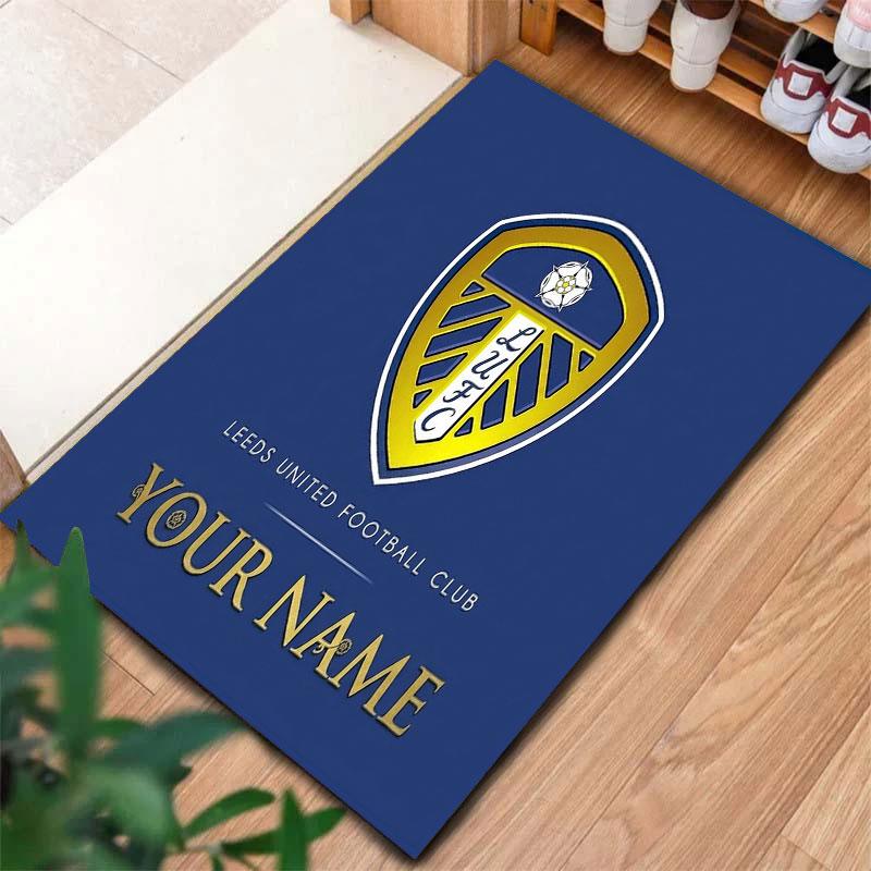 Προσαρμοσμένο Χαλί με Όνομα Leeds United για Σαλόνι, Υπνοδωμάτιο, Διακόσμηση Καναπέ Σπιτιού, Αντιολισθητικό Πατάκι Δαπέδου για Παιχνίδι Παιδιών