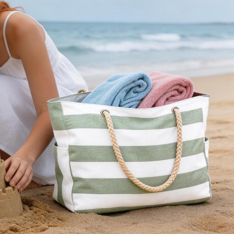 Large Striped Casual Beach Bag