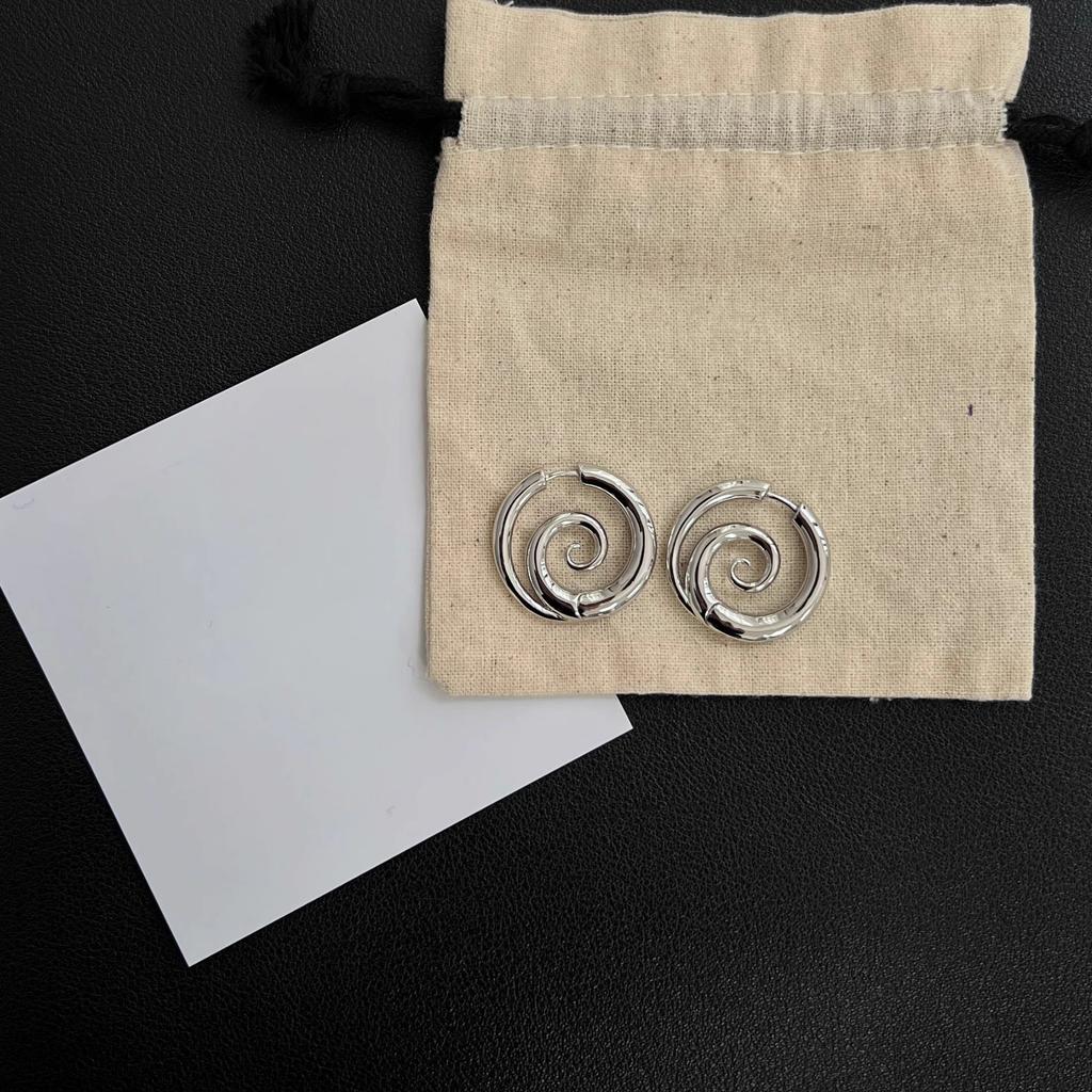 Ins Wind Minimalist Glossy Spiral Circle Earrings Fashion Snail Shape Geometric Design Sense Earrings Female Elegant Accessories Classic Jewelry