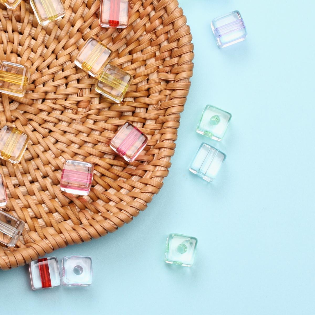 

40 шт., 8 мм, модные квадратные бусины-кубы, ювелирные изделия для рукоделия, акриловые бусины для изготовления прозрачных браслетов, сережек, рукоделие, рукоделие