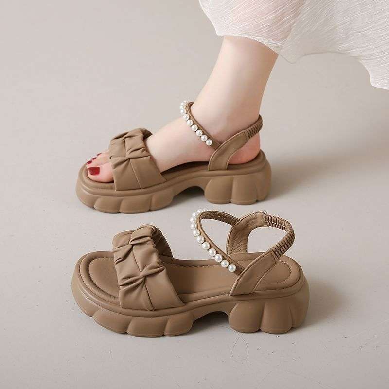 

Fairy wind platform sandals female outer wear summer new 2025 soft sole student height increase small sandals 35 хаки