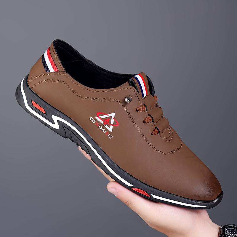 

Классические брендовые мужские кожаные повседневные туфли с мягкой подошвой и мягкой поверхностью. Офисная деловая обувь. Мужские оксфордские туфли. Универсальные. 38 коричневый