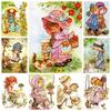 Frameless,Diamond Painting Kits Sarah Kay Illustration Cute Little Girl Flower DIY Full Round/diamond Art Home Decor Gift