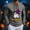 Men's Vintage Halloween Print Lace-Up Long Sleeve T-Shirt