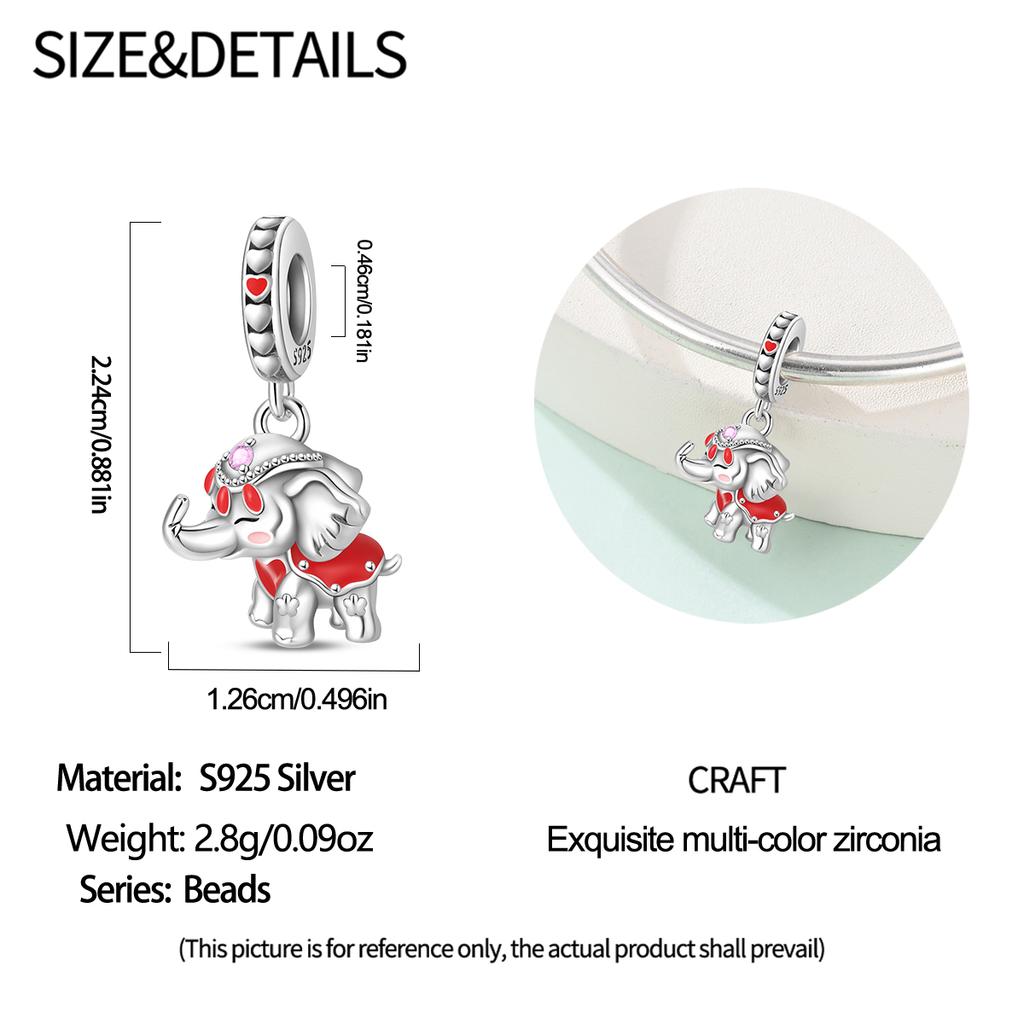 Charm Bead Components Authentic Original Copper Metal Red Elephant Pendant Bead Component Bead Components Compatible With Bracelet High Quality Fine