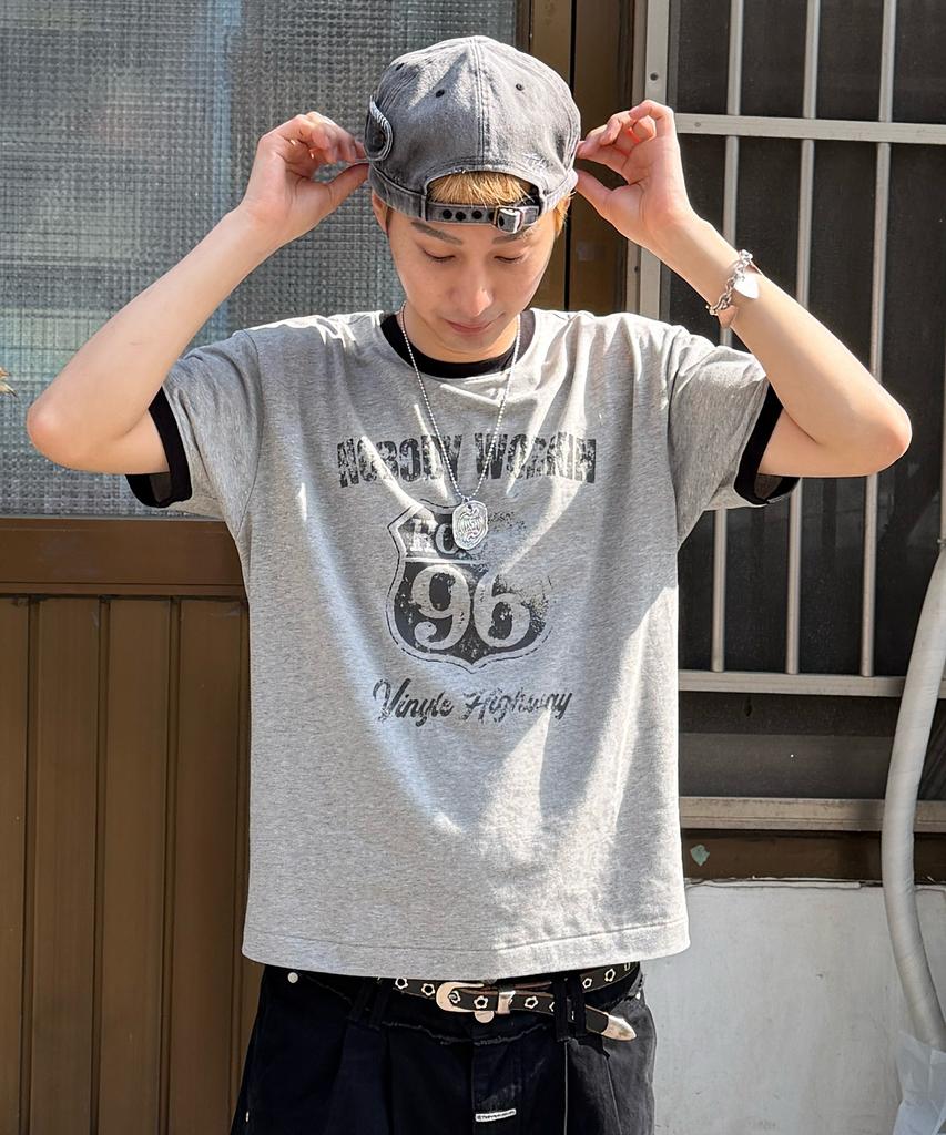 THEVINYLHOUSE Nobody Work Ringer Tee Gray