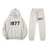 Three-dimensional flocking 1977 men's and women's American high street hoodie sweater trousers casual suit