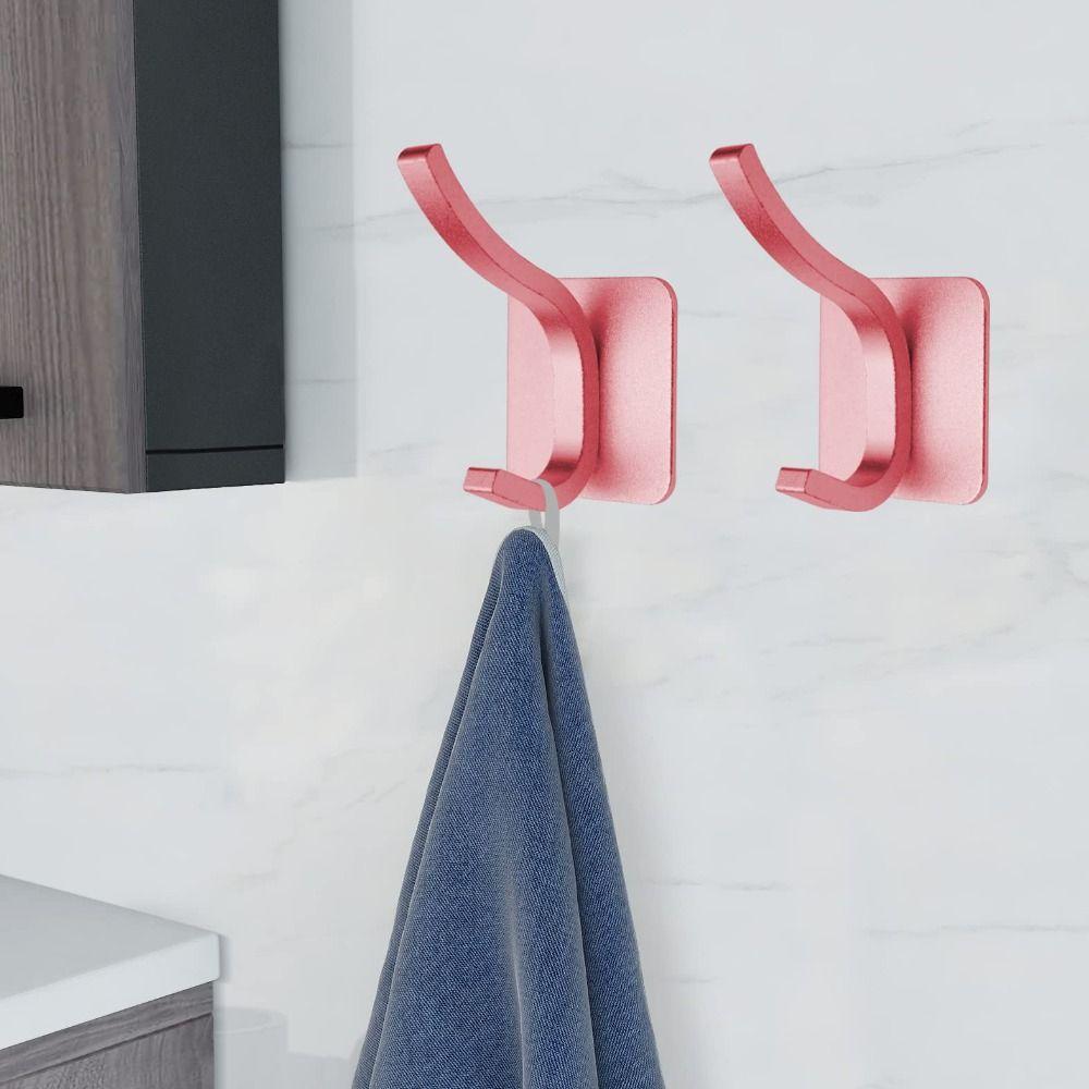 4 PCS Rose Gold Adhesive Towel Hooks Space Aluminum Robe Hook Wall Hooks Bathroom Kitchen