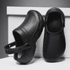 Men's Summer Black Non-Slip, Breathable, Waterproof, Oil-Proof Kitchen Work Slippers with Thick Soles