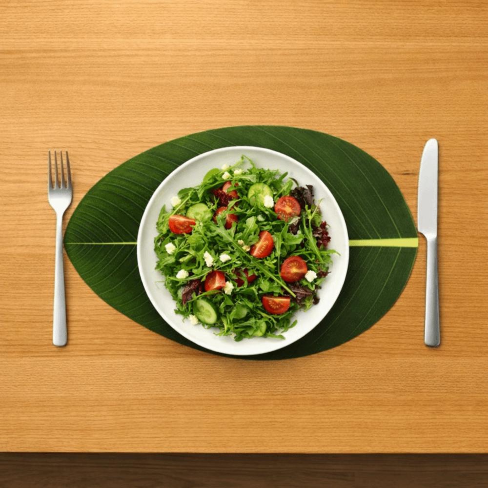 2PCS Waterproof Leaf-Shaped Placemat Stain Resistant Heat Insulation Mat Dinnerware Pad  Dish