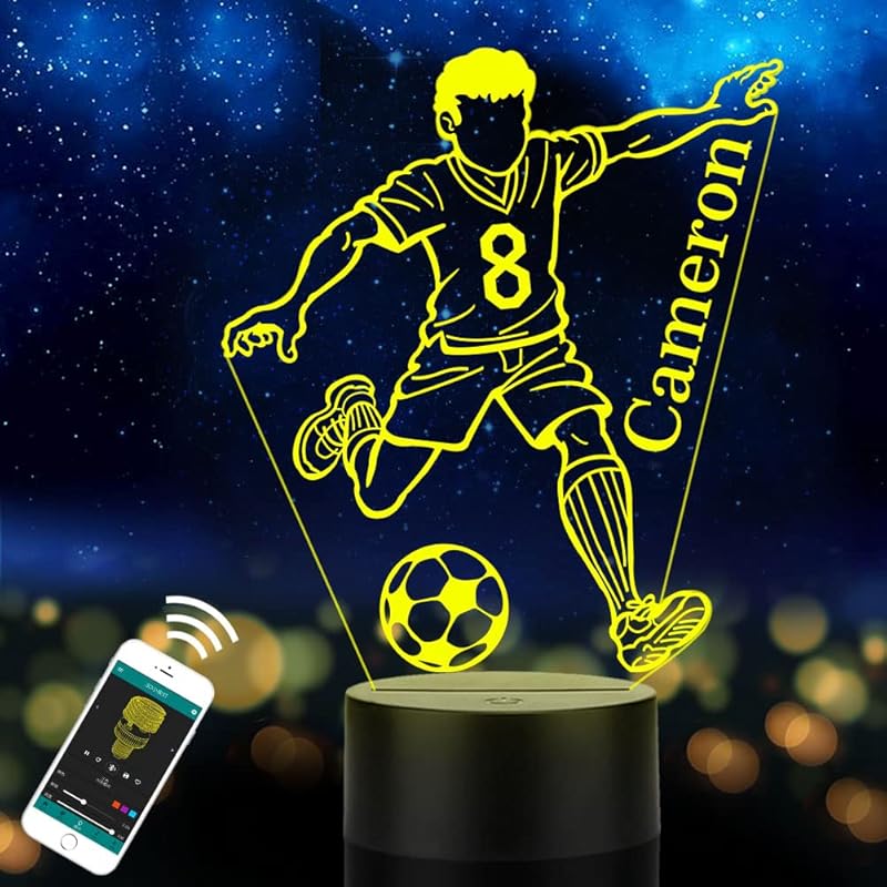 Personalized Name Football Light, Custom Player's Name & Number Table Lamp, LED Night Light Gifts for Football Fan, Birthday, Christmas, New Year,