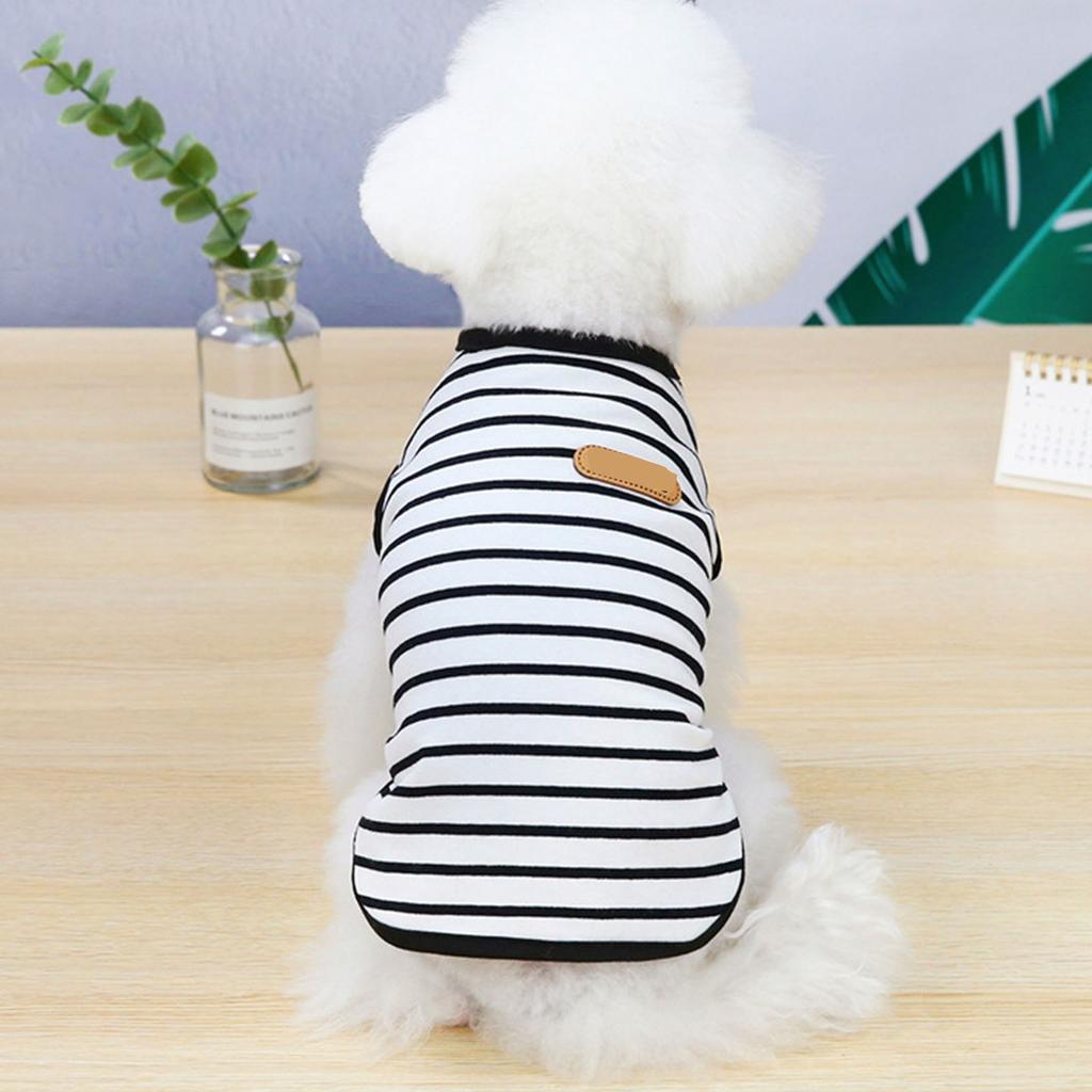 Dog Striped Shirt Polyester Fiber Sleeveless Spring Summer Pet Clothes Lightweight Puppy T Shirts for Small Medium Dogs
