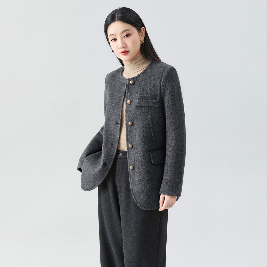 Suit Woolen Short Jacket Women's Spring Temperament Commuter Coat High-end Versatile Woolen Top Neat