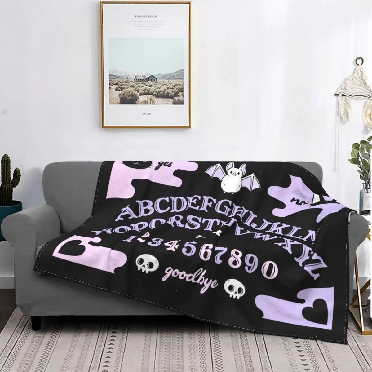 

Милые доски для спиритических сеансов, мистические одеяла, коралловый флис, плюшевые осень/зима, скелет, череп, летучая мышь, мягкое одеяло для дома, уличного одеяла 75x100cm 30x40in