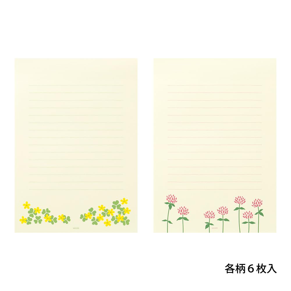 Midori Letter Set Roadside Floral Stationery Envelopes 20541006 20542006 "Happy Pattern" +